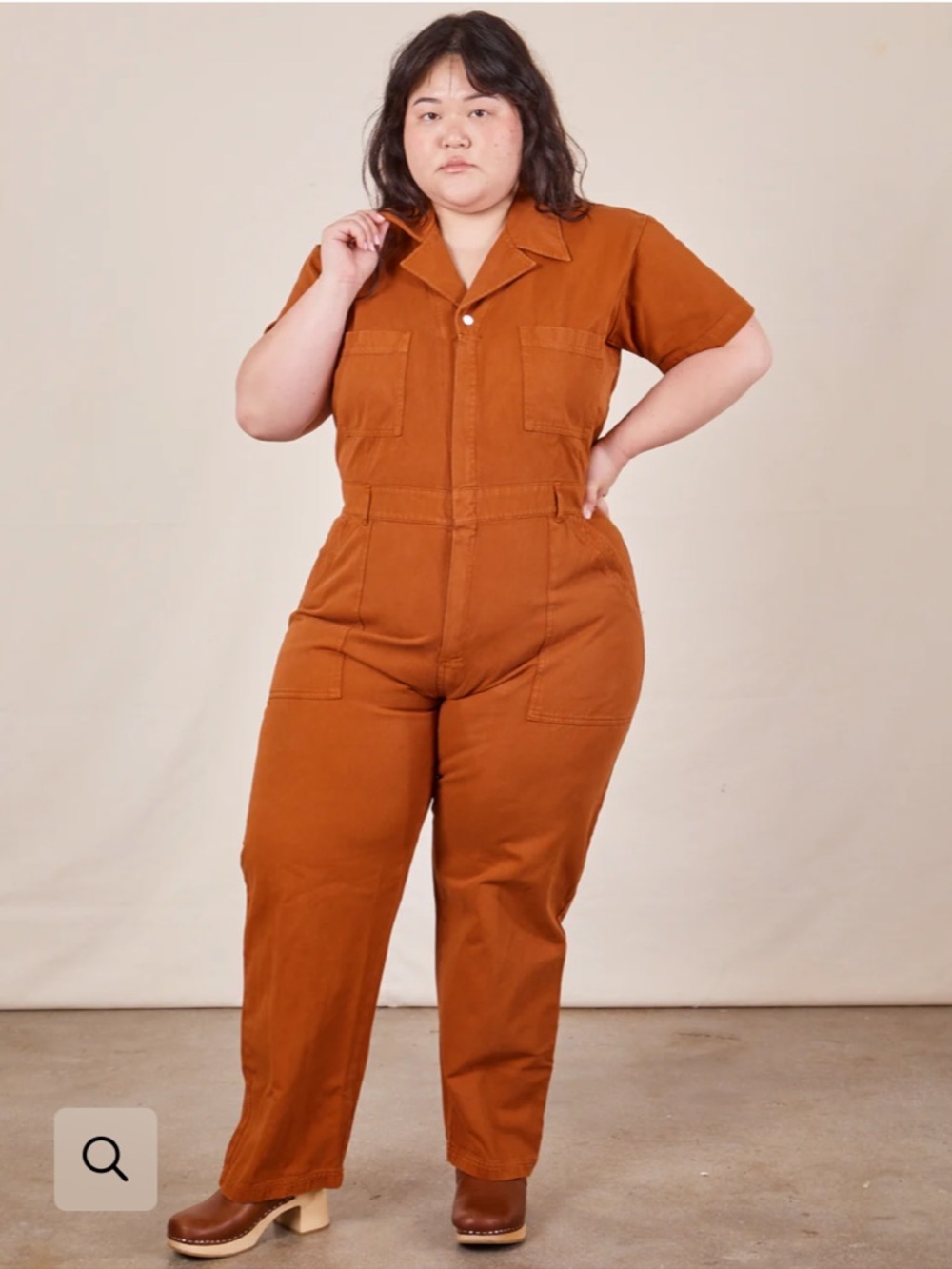 Big Bud Press Women's or Men’s Short-Sleeve Utility Jumpsuit in Rust